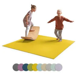 Ehrenkind Spielmatte Krabbelmatte Rutschfest, Made in Germany (Krabbeldecke für Baby, Hochwertige Krabbelmatte Baby), Spielmatte Baby, Rutschfeste Spielunterlage gelb 220 cm x 160 cm