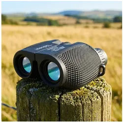 shop'n smile ideoon Mini Fernglas 10x25: Kompakt-Feldstecher für Jagd, Wandern & Outdoor Fernglas (Mit Nachtsicht, BAK4 Prisma & Tasche) schwarz
