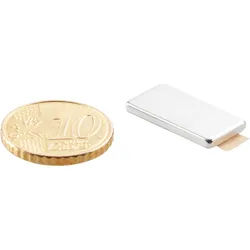 20 Quadermagnete aus Neodym, selbstklebend, vernickelt 20 x 10 mm | 2 mm, silber
