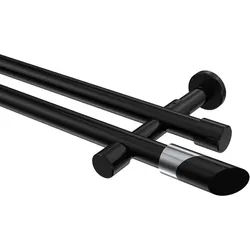 GARDINENSTANGE Prestige Verano 600 cm (geteilt in 3 x 200 cm), 2-läufig (ohne Ringe), 20 mm Ø Schwarz
