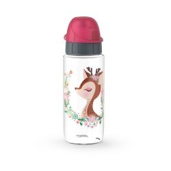 EMSA Kids Tritan Trinkflasche, 0,5 Liter, Stabile Wasserflasche für Getränke ohne Kohlensäure, 1 Trinkflasche, Motiv: Reh