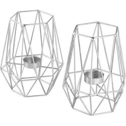 Teelichthalter-Set Silberfarben, 2 Stk.