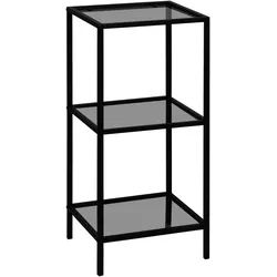 Carryhome Regal , Grau, Schwarz , Glas , 3 Fächer , 37x82.5x33 cm , stehend , Wohnzimmer, Regale, Bücherregale