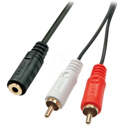 LINDY 35677 - 2x Cinch Stecker zu 3,5 mm Stereo Klinken Buchse, 25 cm