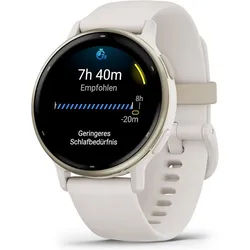 Garmin Herren"s Damen"s Intelligentes Fitness-Tracking für Gesundheit Smartwatch (2,5 cm/1,2 Zoll, Android/iOS), GPS & Gesundheitsfunktionen mit Herzfrequenz, Schlaf & Sport-Apps weiß