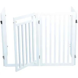 TRIXIE Absperrgitter mit Tür, MDF, 4-teilig, 60–160 x 81 cm, weiß