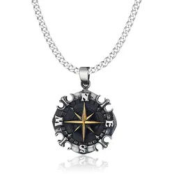 NAHLE Kette mit Anhänger Herren Damen Silber Panzerkette Kompass 925 Silber Halskette Maritim (2-tlg., inkl. Schmuckbox), 925 Silber Anhänger silberfarben
