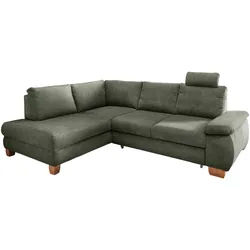Livetastic Eckschlafsofa , Dunkelgrün , Textil , 261x206 cm , Liegefunktion, Rücken echt, Armteil rechts , Wohnzimmer, Sofas & Couches, Schlafsofas, Sonstige Schlafsofas