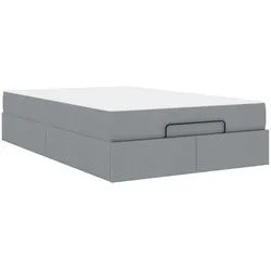 vidaXL Bett Bettgestell mit Matratze 2 pcs Hellgrau Stoff (2-tlg) grau