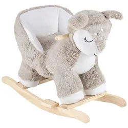 Patinio Schaukelpferd , Weiß, Taupe , Holz, Metall, Textil , Pappel , vollmassiv , 33x55x68 cm , unisex , EN 71 , Haltegriffe, Geräuscheffekte , Spielzeug, Kinderfahrzeuge, Sonstige Kinderfahrzeuge