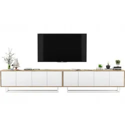 TV-SCHRANK 2-er Set Apollo2 Eiche wotan Weiß Matt 150 cm