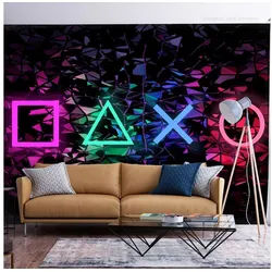 KUNSTLOFT Vliestapete Fun Symbols 2.94x2.1 m, Matt, lichtbeständige Design Tapete bunt 2.94 m x 2.10 m
