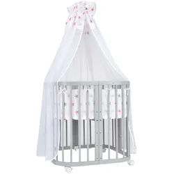 waldin Babybett Grey, 7in1 mit Matratze , Grau, Pink , Holz , Echtholz,Buche , Oval , 73x123 cm , FSC 100% , Babymöbel & Kindermöbel, Babyzimmer, Babybetten, Gitterbetten
