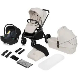 Lionelo Kinderwagenset , Beige , Textil , 3-teilig , 62x110x93 cm , Fußstütze abklappbar, 5-Punkte-Gurt,3-Punkt-Gurt,5-Punkt-Gurt, Gurtschoner, Sitz umsetzbar , Baby on Tour, Kinderwagen, Kombikinderwagen