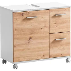 Stylife Waschbeckenunterschrank , Weiß, Eiche Artisan , Metall , 2 Schublade(n) Schubladen , 65.1x60x32 cm , Made in Germany , Typenauswahl , Badezimmer, Badmöbel, Waschbeckenunterschränke