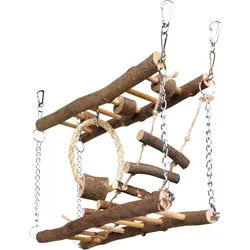 TRIXIE Hängebrücke mit Kette, Hamster, Rindenholz, 27 x 17 x 7 cm
