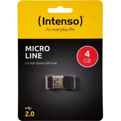Intenso USB 2.0 Stick 4GB, Micro Line, schwarz (R) 16.5MB/s, (W) 6.5MB/s, Retail-Blister