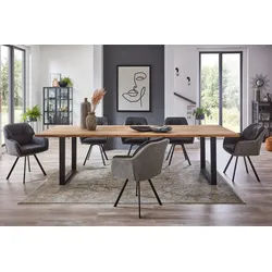 SAM® Baumkantentisch Giant_U, Akazienholz, echte Baumkante, Metallgestell U-Form, bis 3m lieferbar beige 120 cm x 77 cm x 80 cm