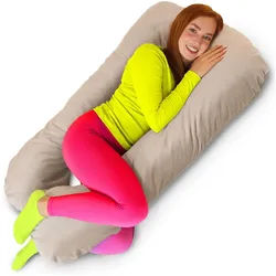 Amilian Seitenschläferkissen Stillkissen XXL Schwangerschaftskissen, Set, 1-tlg., Pregnancy Pillow, geräuscharme Füllung abnehmbarer Bezug mit Reißverschluss beige