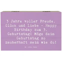 Mr. & Mrs. Panda Dekokiste 19 x 12 cm Spruch 3. Geburtstag Freude - Lavendeltraum - Geschenk, Üb (1 St) lila