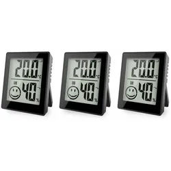 Miraval Klimamesser Thermo-/Hygrometer 3er Set mit Smiley-Anzeige, Magnet- und Wandhalterung, mit Standfuß