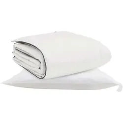 vidaXL Bett Winterbettdecke mit Kissen 2 pcs Weiß Daunenfeder (2-tlg) weiß