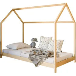 Kids Collective Kinderbett Karin 90x200 natur , Hellbraun , Holzwerkstoff , 90x200 cm , Babymöbel & Kindermöbel, Kinderzimmer & Jugendzimmer, Kinderbetten, Spielbetten