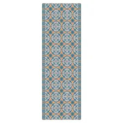 Bilderdepot24 Läufer Kork Teppich Wohnzimmer Schlafzimmer Flur lang modern funktional blau 70 cm x 210 cm