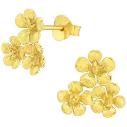 Order & Smile Schmuck Paar Ohrstecker Ohrstecker Blumen: vergoldete Ohrringe aus Silber 925 goldfarben
