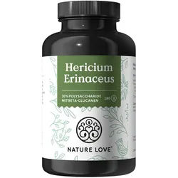 Nature Love® Lions Mane 180 Kapseln – 1500mg 30:1 Extrakt, 30 % Polysaccharide, 5 Beta-Glucane 111 St