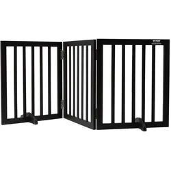 VEVOR Freistehendes Hundetor, Haustiertor, 508 x 610 mm Türschutzgitter 3-Platten-Faltbares Hundetor für Breite & Schmale Durchgänge, Erweiterbare Klappbare Hundebarriere, Braunes Treppenschutzgitter