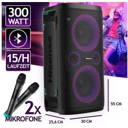 Hisense Party Rocker One Plus Lautsprecher (Bluetooth, Kabelloses Aufladen fürs Telefon, 300 W, Bass boost, Lichteffekte) schwarz