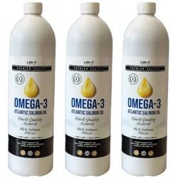 Lab-v Omega-3 100 % Hochwertiges Öl vom Atlantischen Lachs für Hunde und Katzen 3x1000 ml