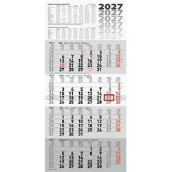 Baier & Schneider Monatskalender rido/idé 7033420007 4-Monatskalender 2027 grau, 300×630 mm