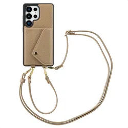 Samsung Galaxy S25 Ultra Hülle - Kunstleder - Selencia Hard Case/Hülle mit Band/Backcover - Handyhülle Beige