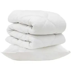 vidaXL Bett Bettdecke mit Kissen 2 pcs Weiß Mikrofaser (2-tlg) weiß