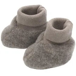 MAXIMO GOTS BABY-Schuhe, Wollfleece Strickbund Krabbelschuh (1-tlg) braun 3M