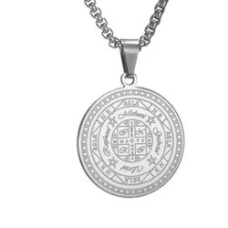LuxusKollektion Kette mit Anhänger Halskette Herren 7 Erzengel Siegel Medaille Talisman Edelstahl Männer