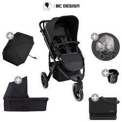 ABC Design Kinderwagenset (6Er Set) , Schwarz , Textil , 6-teilig , 65x122x95 cm , EN 1888 , Baby on Tour, Kinderwagen, Kombikinderwagen