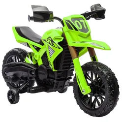 Aiyaplay Elektro-Motorrad für Kinder, 6V Batterie-Antrieb, Stützräder, Hupe, Startgeräusch, 3-8 Jahre, Grün , Metall, Kunststoff , 57x62x105 cm , Spielzeug, Kinderspielzeug, Kinderautos & Elektro-Kinderautos
