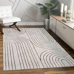 Teppich PACO HOME "Tuana 215", grau, B:240cm H:15mm L:340cm, Polypropylen (PP), Teppiche, Teppich, Kurzflor, Regenbogen, Hoch-Tief Struktur, Scandi-Look