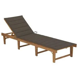 vidaXL Gartenliege Klappbare Sonnenliege mit Auflage Massivholz, 1 St.