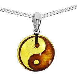 OSTSEE-SCHMUCK Kette mit Anhänger Ostsee-Schmuck Kette mit Anhänger Yin-Yang (2-tlg) silberfarben 50 cm
