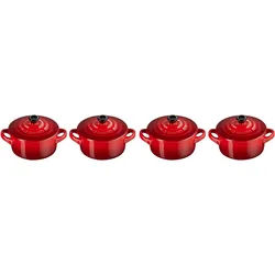 LE CREUSET Mini-Cocotte 4er-Set 10cm Kirschrot