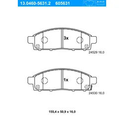 ATE Bremsbelagsatz, Scheibenbremse 13046056312 für FIAT MITSUBISHI