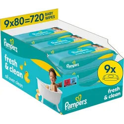 Pampers Fresh & Clean feuchte Feuchttücher für Kinder 9x80 St.