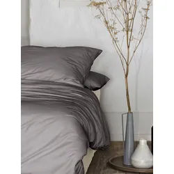 Bettwäsche IRISETTE "Premium Satin Bettwäsche Paris", grau (grafit), B/L: 200cm x 200cm, 1 Stk., 2 Stk., Mako-Satin, B/L: 80cm x 80cm & 80cm x 80cm, 3 Stk., Mako-Satin, Obermaterial: 100% Baumwolle, Bettwäsche, Bettwäsche, hochwertige Uni Premium Bettwäsche mit Reißverschluss, 100% Baumwolle