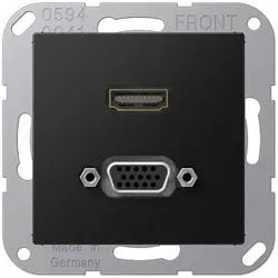 Jung Multimedia-Einsatz HDMI / VGA (graphitschwarz matt)