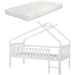 [en.casa] Kinderbett Sotkamo mit Matratze , Weiß , Holz , Kiefer , 90x200 cm , Babymöbel & Kindermöbel, Kinderzimmer & Jugendzimmer, Kinderbetten, Spielbetten