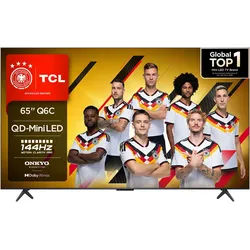 TCL 65Q6CX1 Mini-LED-Fernseher (164 cm/65 Zoll, 4K Ultra HD, Smart-TV, Google TV, 4K Multi-HDR Dolby Vision, 144Hz, ONKYO Dolby Atmos, Apple Airplay 2) schwarz
